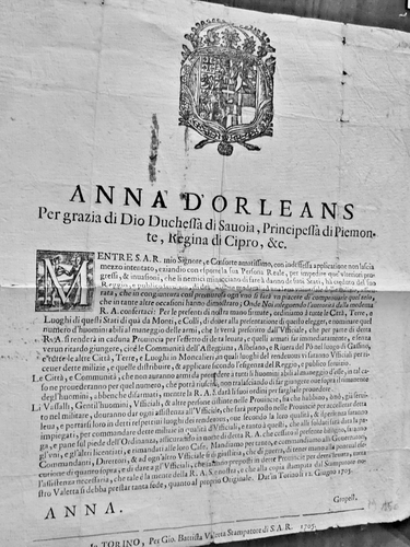 SAVOIE affiche de 1705 concernant le DUCHE DE SAVOIE   (en italien) - Picture 1 of 3