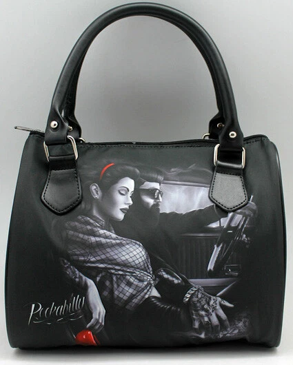 David Gonzales Art Pinup Rockabilly Chicana Bandana Handbag Purse Ratrod - Image 2 of 4