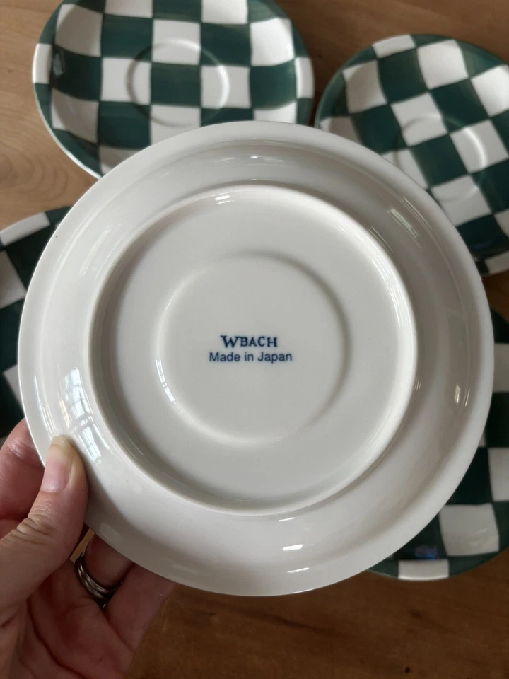 Usado en Excelente Condición Juego de 5 Platillos WBACH 6.5” GREEN CHECK Cuadros WAECHTERSBACH Japón Foto 3 de 4