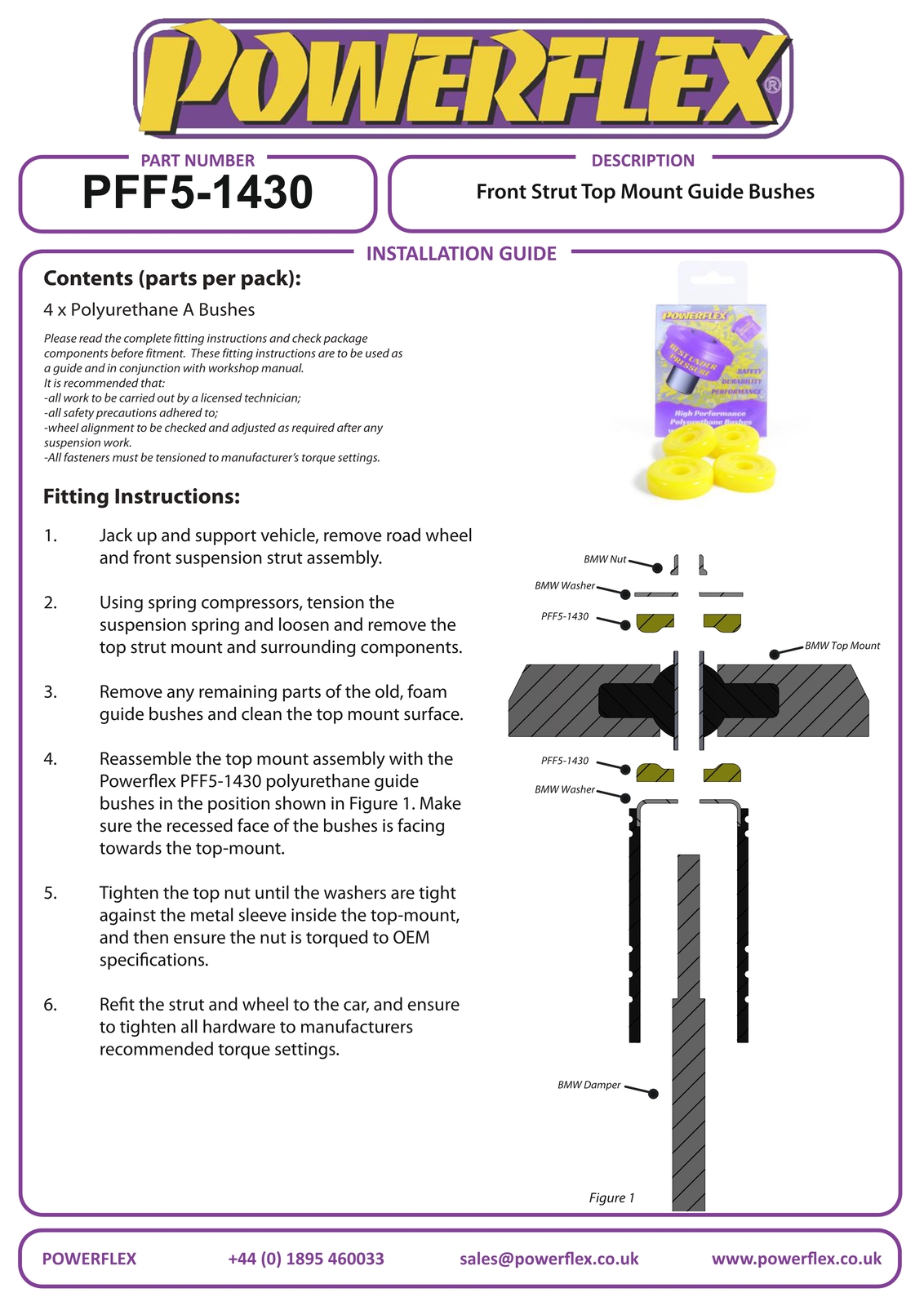 Powerflex Road Frt Strut Top Mount Guide Bushes for BMW X5 E70 (06  