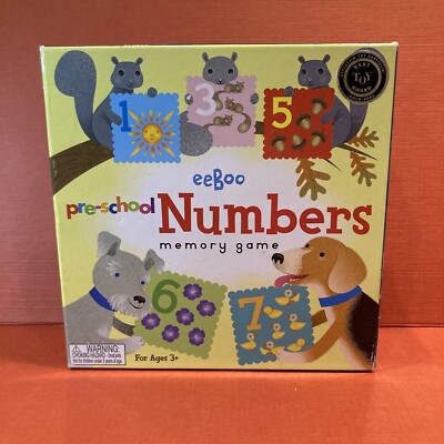eeBoo Preschool Numbers Memory Game Adorable Whimsical Illustration *COMPLETE*