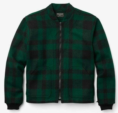 Filson Wool Jacket Liner 11010036 Mackinaw Green Black Check Plaid MADE IN USA - Picture 1 of 5