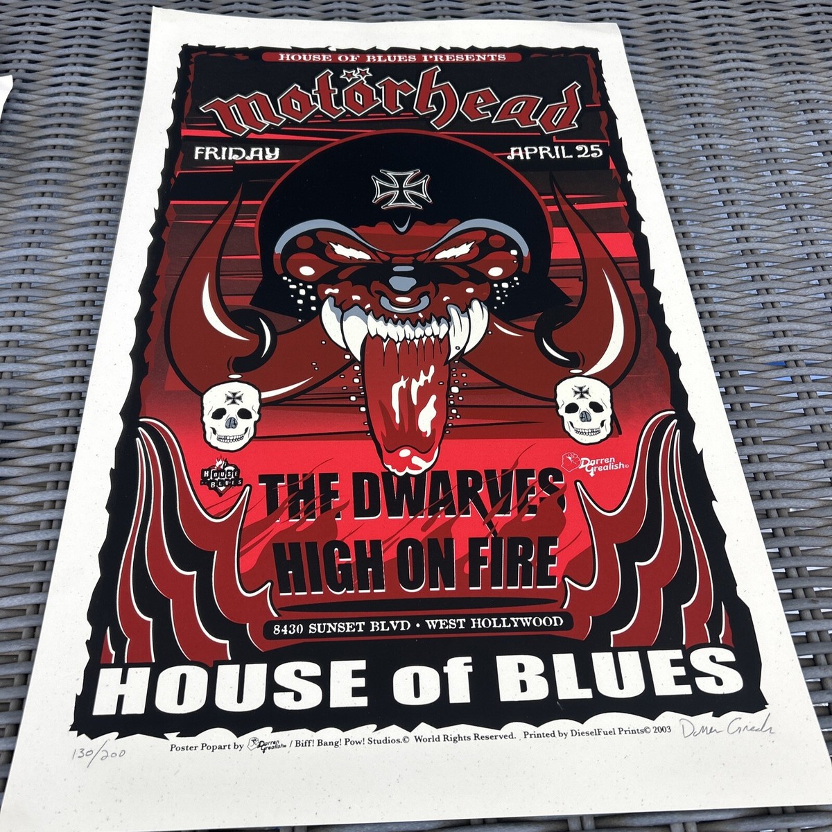 Motorhead Concert Poster Darren Grealishe Signed House of Blues | eBay