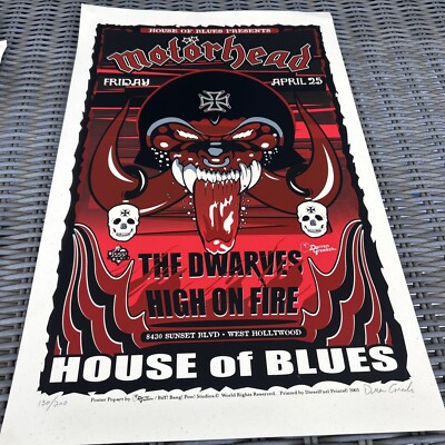 Motorhead Concert Poster Darren Grealishe Signed House of Blues | eBay