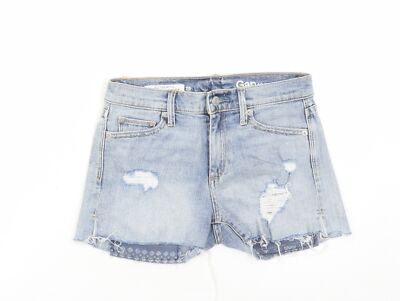 Gap Damen blau Baumwollmischung abgeschnitten Shorts Größe W28 L3 Reg Distressed
