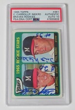 Phil Niekro & Clay Carroll HOF 1965 Topps Signed RC Rookie Card 461 PSA 10 Auto