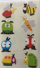 CHUBBY BUGS Stickers(8pc)Mrs. Grossman's•Bumble Bee•Beetle •Insects•Cuties•Flys•
