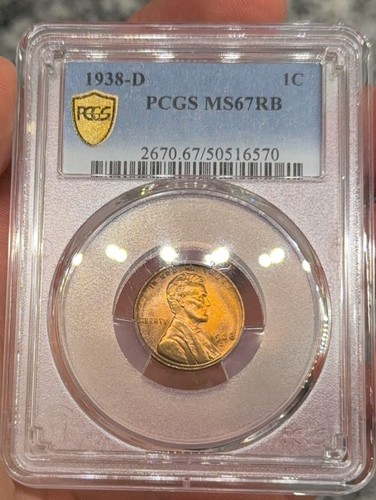 1938-D Blazing Gem BU Lincoln Cent ~ PCGS MS67RB ~ Top Pop ~ TrueView - Picture 7 of 8
