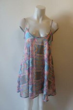 WOMENS SHOW ME YOUR MUMU PINK/BLUE MULTI COLOR PRINT TUNIC TOP SZ S*