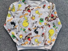 JUNIOR XSMALL 1 LOONEY TUNES Crewneck Sweatshirt Brand New Lt Gray