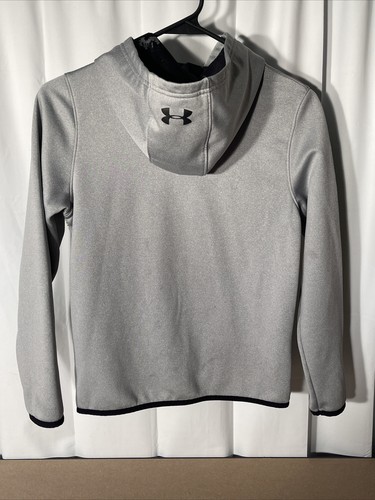 Felpa con cappuccio pullover in pile Under Armour Coldgear per bambini•taglia media•grigio/giallo - Foto 4 di 8