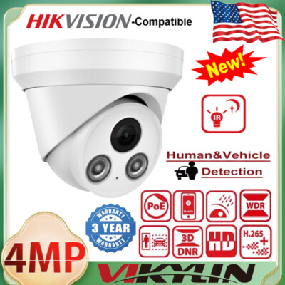 Hikvision Compatible 4MP Turret Dome IR 30m POE CCTV Security IP Camera MIC US