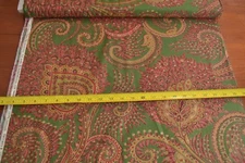 By 1/2 Yd, Red Metallic-Gold Green Floral Paisley, Moda/Holiday in Kashmir, B388