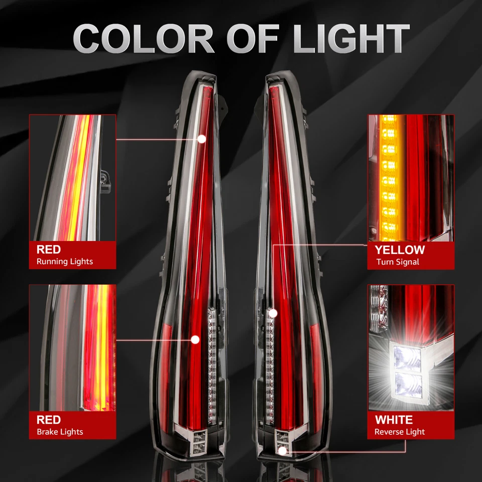 LED Tail Lights Cadillac Style For 2007-2014 Chevy Suburban 1500 Tahoe GMC Yukon Foto 2 de 4