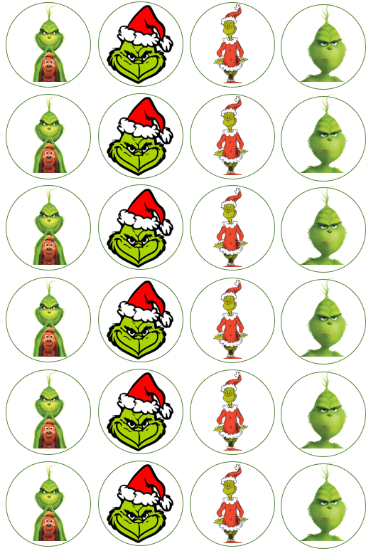 24pcs Grinch Edible Cupcake Topper Uncut Australia
