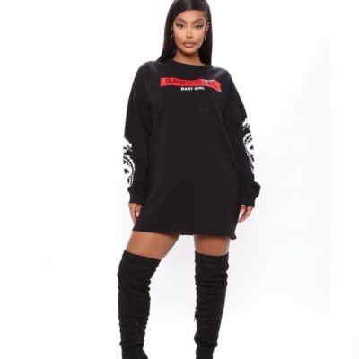 Fashion Nova We're Ready To Play Long Sleeve T-shirt Dress and