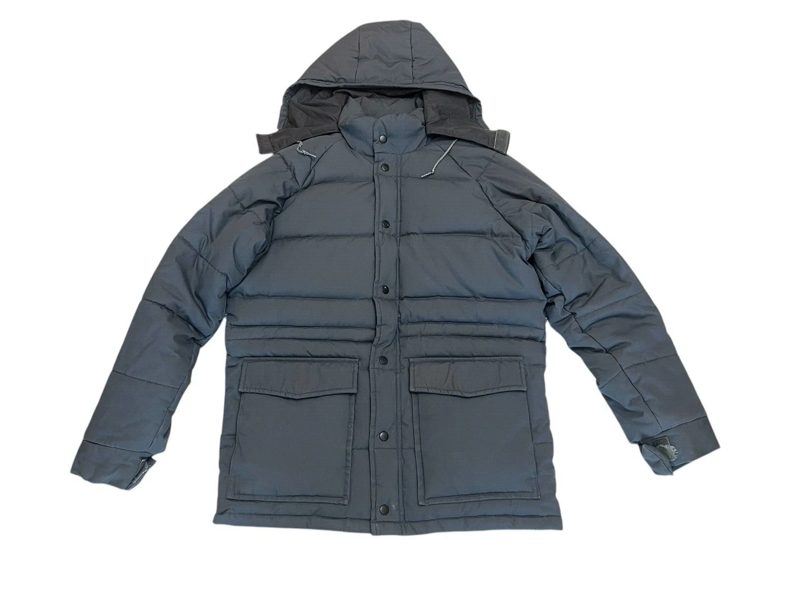VTG Brian Gregory Alaska Down Puffer Snap Zip Gray Mens M Jacket Removable Hood
