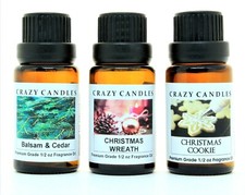3 Oil Set Balsam  Cedar, Christmas Wreath, Christmas Cookie 1/2oz Crazy Candles