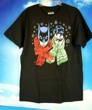 BATMAN Boys BLACK T-Shirt Winter Theme DC Comic Lightweight Stretch Lg