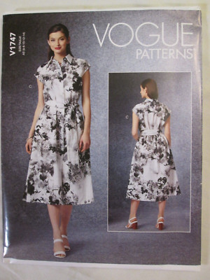 Vogue 1747 Easy Button Front Dress Pattern Sz 6-14 Straight or Swing Uncut FF