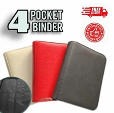 4 Pocket Trading Card Zipper Binder | Album Folder Leather Sode Loading Pokemon