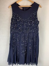 Jenny Too Blaire Navy Cocktail Dress Embroidered XL Wedding Guest