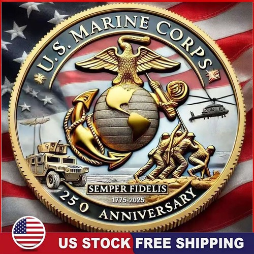 U.S. Marine Corps Emblem 24K Gold Plated JFK Half Dollar Coin – Military Collectible 9 thumbnail image