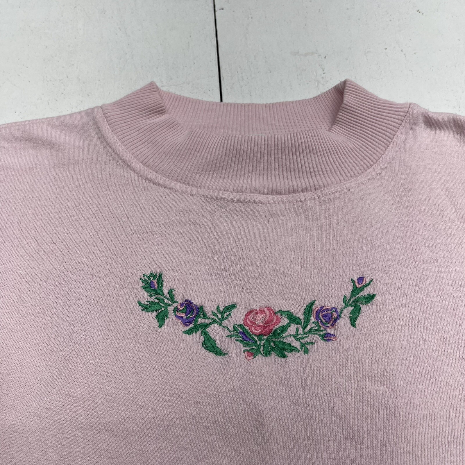 Vintage Extra Elements Pink Rose Embroidered Pull… - image 3