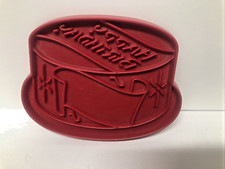 vintage red Tupperware "Happy Birthday Cake" cookie cutter   4 in. wide
