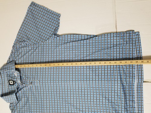 FootJoy FJ Polo Shirt Mens Large Black Blue Checked Short Sleeve Golf - Picture 4 of 11
