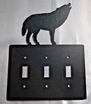 Smith & Chandler Metal Triple Switchplate, Wolf, Never Used