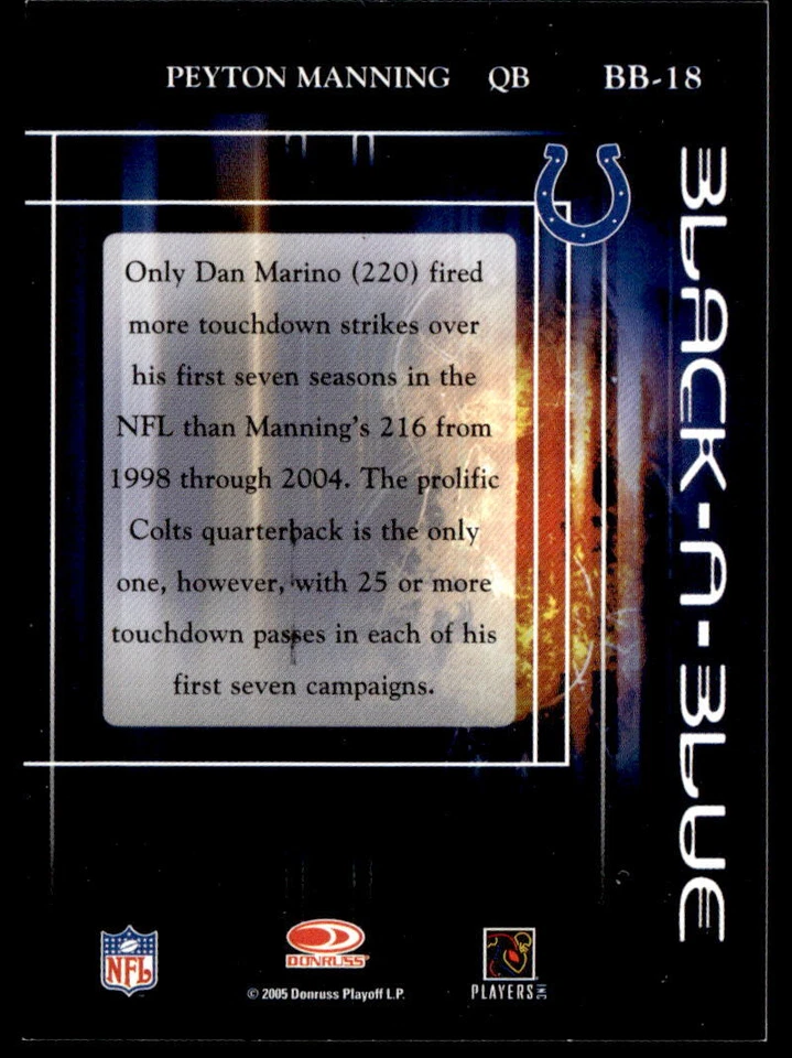 2005 Donruss Black and Blue #BB-18 Peyton Manning   Football - Image 2 of 2