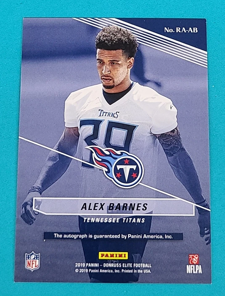 2019 Elite Rookie Auto Orange /25 AU RC #RA-AB Alex Barnes Football Card S3 - Image 2 of 2