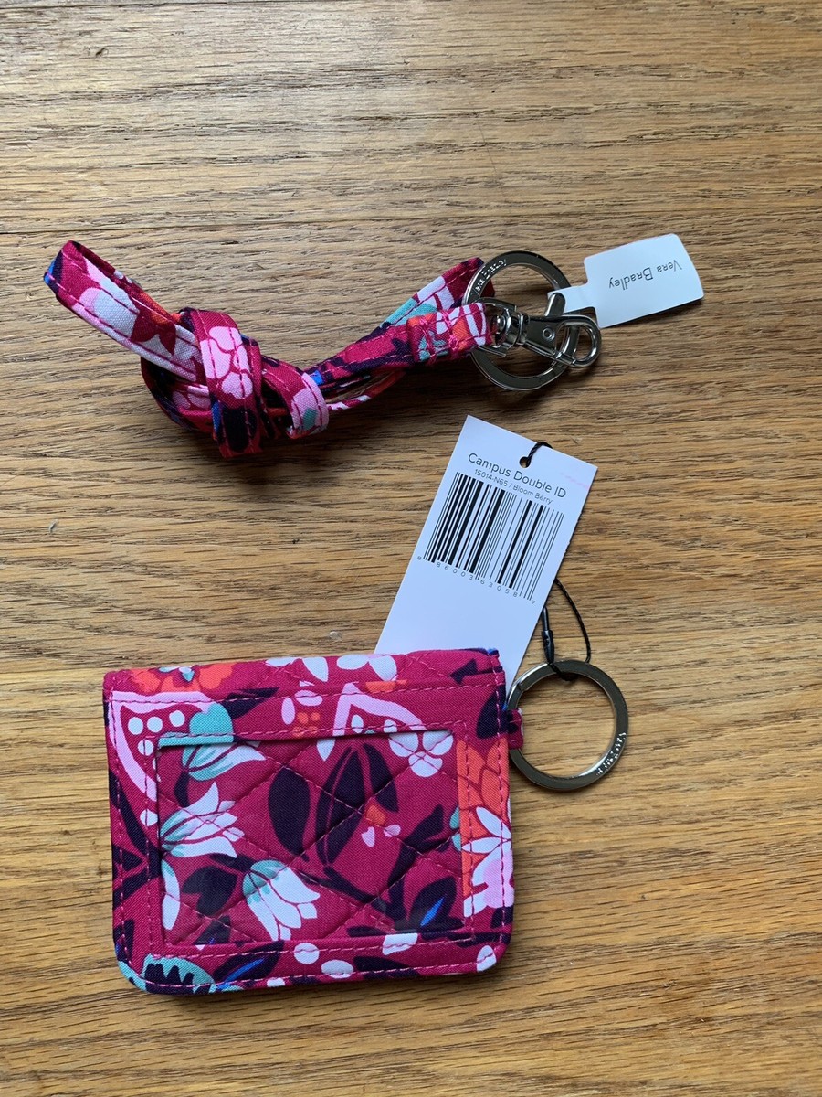 Vera Bradley Campus Double ID And Lanyard Bloom Berry NWT | eBay