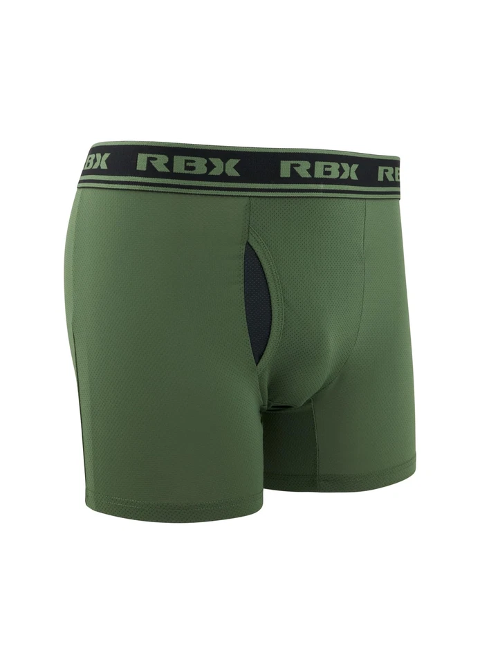 Active Boxer Briefs for Men, Quick Dry 4-Pack Black/Green/Navy/Grey L - Image 4 of 4