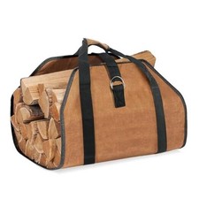 Waxed Canvas Log Carrier Bag, Durable Wood Tote Water Resistant No Edge Sealing