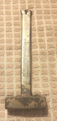 VINTAGE WEBER SUPPLY SPECIALTY CO WOOD & CRATE HAMMER & PRYBAR CHICAGO USA MADE