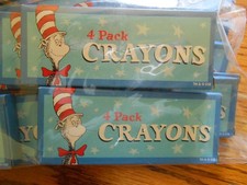 DR. SEUSS 'Cat in the Hat" CRAYON PACKS 4 in Pack - LOT OF 24 - NEW IN CELLO