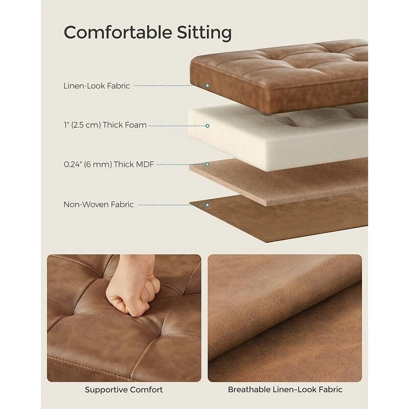 Folding Storage Ottoman Footrest Cube Bench Multifunctional Sturdy Foot Stool US - Image 4 of 4