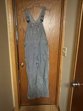 Railroad Hickory Stripe Denim Jean Dickies Bib Overalls Men's Size 38x30