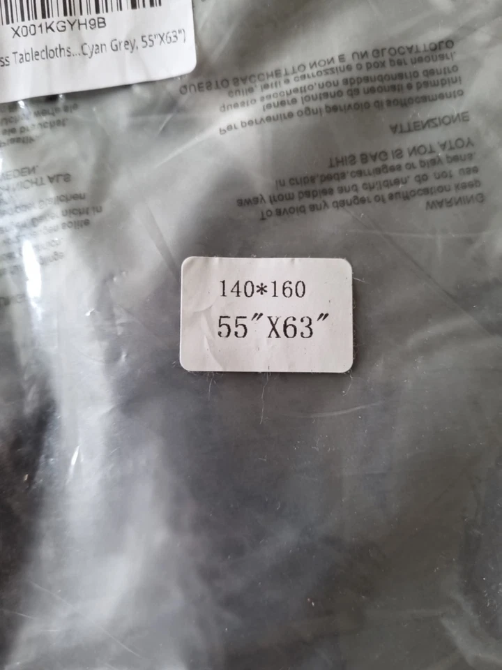 Cyan Grey Table Cloth 140 X 160 (55" X 63") With Embrodered Patern And Frills - Image 4 of 4