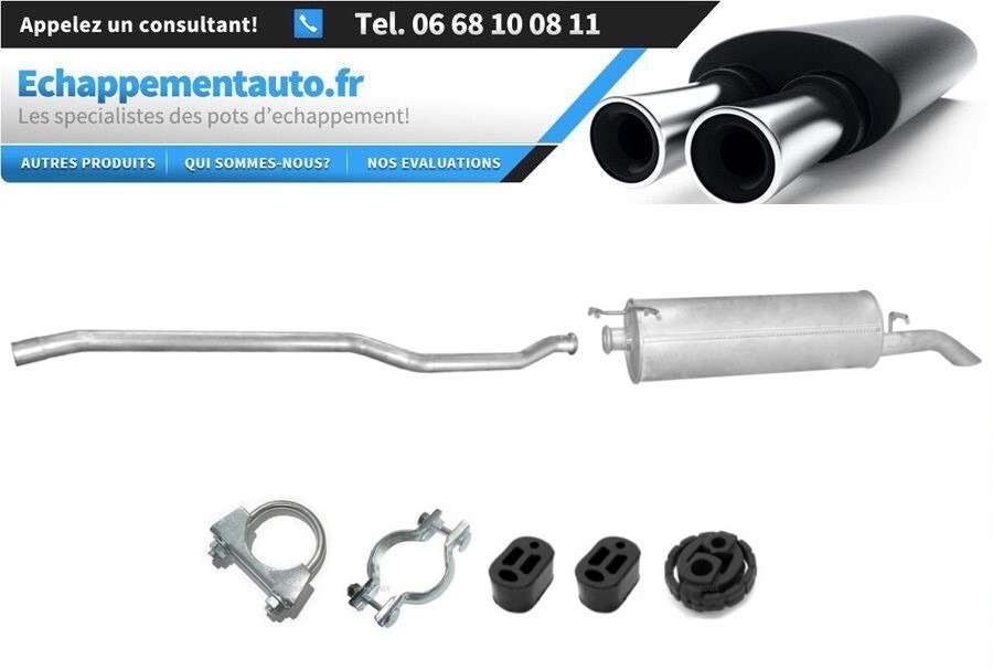 Échappement complet Citroen Xantia 1.8 1.9SD en acier aluminisé durable avec fixations