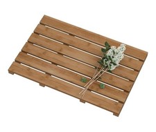 Bamboo Wooden Bath Floor Mat for Luxury Shower - Non-Slip Waterproof Carpet