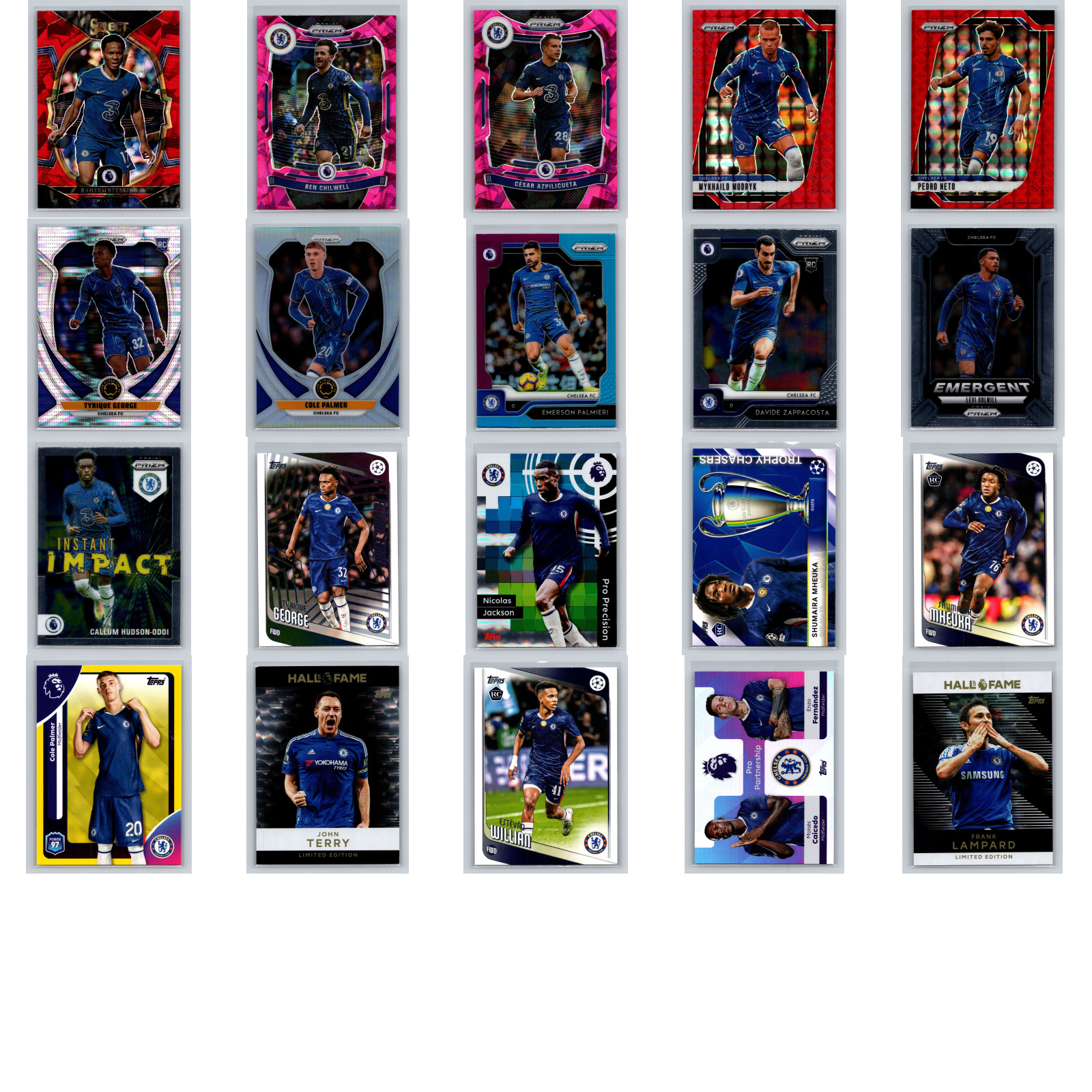 Chelsea Lot Topps Panini Rookie RC Premier UEFA Prizm Select Insert Parallel 20c