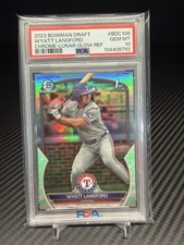 Wyatt Langford PSA 10 2023 Bowman Draft Chrome Lunar  Rangers 1st PSA 10 🔥⚾️🔥