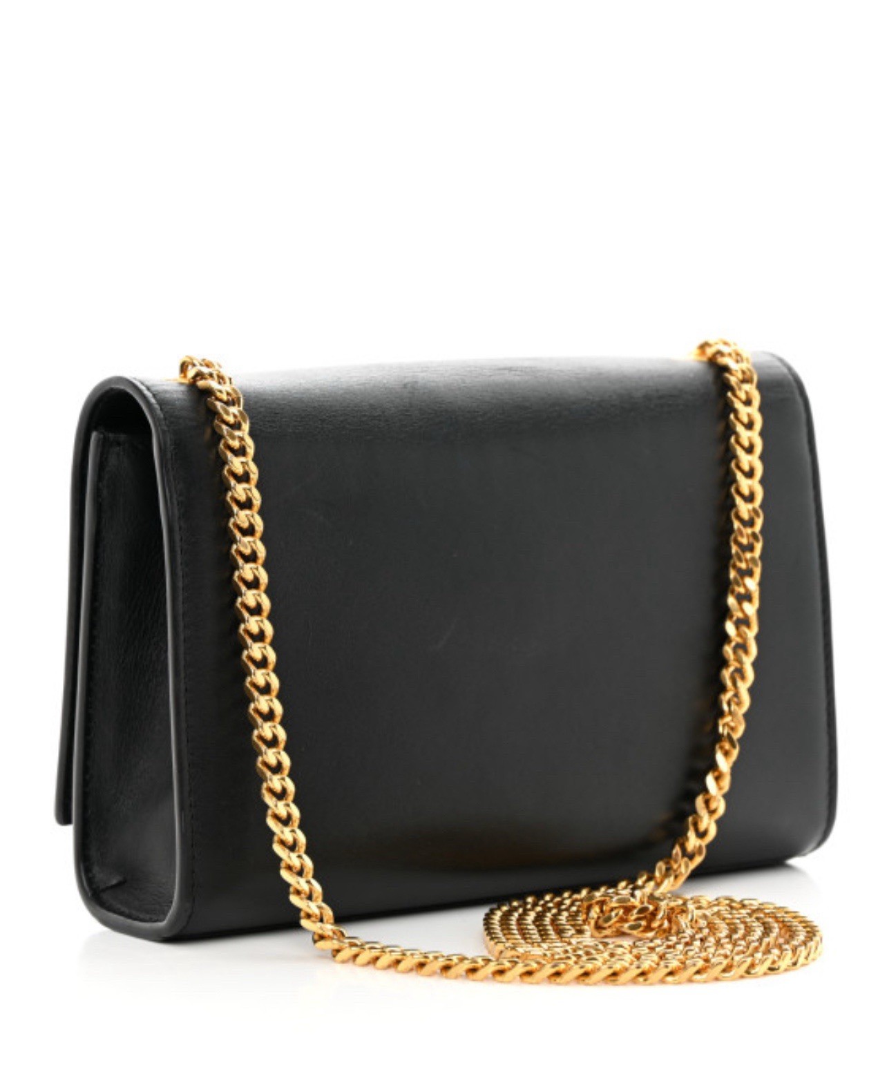 Borsa a tracolla SAINT LAURENT in pelle di vitello piccola classica monogramma Kate nappa nera