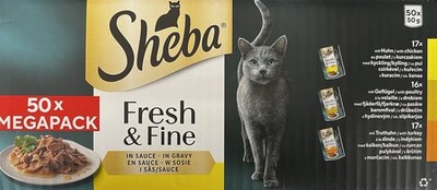 Sheba Fresh&Fine Megapack Sachets 50x50g Nass für Katzen Huhn Geflügel Truthahn