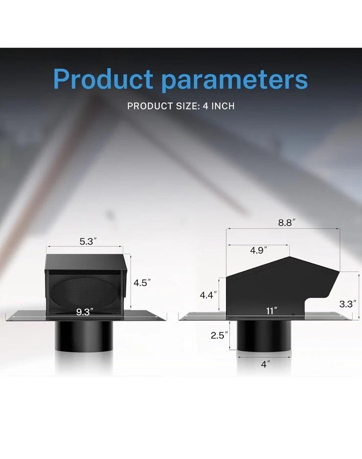 Tapa de ventilación de techo - Hon&Guan Ventilaciones de techo 4 pulgadas Acero galvanizado Baño 4 Techos Foto 3 de 4