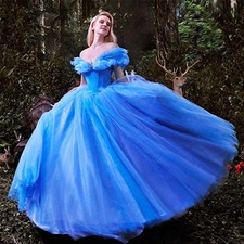 Luxury Blue Princess Quinceanera Dresses Off Shoulder Prom Ball Gowns Sweet 16