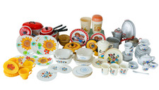 VTG Child Play Kitchenware LOT Dish Plate Tea Set Mickey Corning Miniature Toy